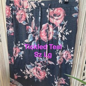 Tickled Teal Women's Pencil Skirt - Pink and Blue and grey  Floral.super soft.